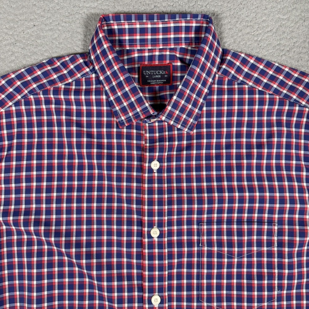 UNTUCKit Shirt Mens Large Plaid Performance Stretch Nylon Blend Stretch Preppy